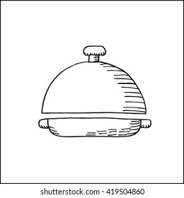 food pan vector hand drawn sketch illustration