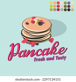 Food Pancake Illustration Vector Logo and Mascot Template