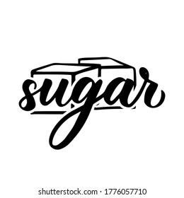 Food pantry custom labels. Container stickers. Sugar, silhouette. Hand lettering. script. Vector illustration. Kitchen tag for decoration, packaging design black color