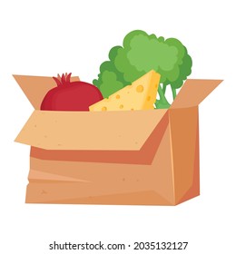 Food paper bag icon cartoon vector. Grocery supermarket buy. Market food paper