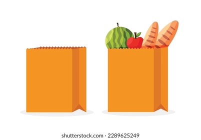 food paper bag isolated vector illustration