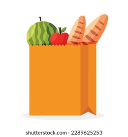 food paper bag isolated vector illustration