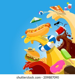 food party for funny artwork- vector illustration