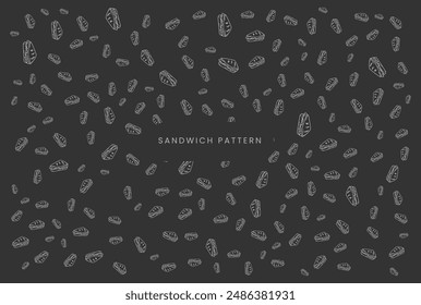 Food pattern background, Hand drawn style.