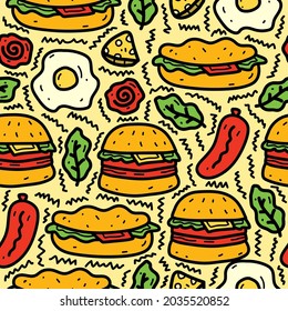 food pattern designs illustration for clothing, wallpapers, backgrounds, posters, books, banners and more
