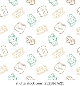 food pattern. doodle food pattern. seamless pattern of food and beverage. hand drawn food pattern background