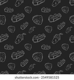 food pattern. doodle food pattern. seamless pattern of food and beverage. hand drawn food pattern background