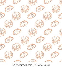 food pattern. doodle food pattern. seamless pattern of food and beverage. hand drawn food pattern background