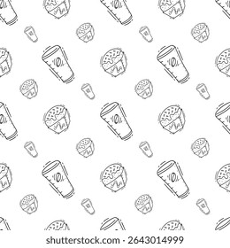 food pattern. fast food seamless pattern. doodle food and beverage seamless pattern. food background