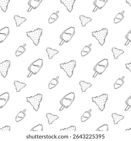 Patrón de alimentos. Patrón inconsútil de comida rápida. Doodle patrón inconsútil de alimentos y bebidas. Fondo de alimentos