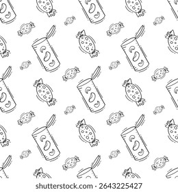 food pattern. fast food seamless pattern. doodle food and beverage seamless pattern. food background