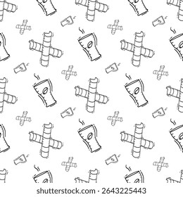 food pattern. fast food seamless pattern. doodle food and beverage seamless pattern. food background
