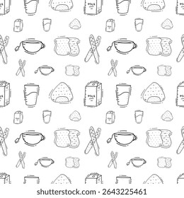 Nahrungsmuster. Fast Food nahtlose Muster. doodle Lebensmittel und Getränk nahtlose Muster. Lebensmittelhintergrund