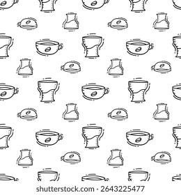 food pattern. fast food seamless pattern. doodle food and beverage seamless pattern. food background