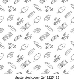 food pattern. fast food seamless pattern. doodle food and beverage seamless pattern. food background