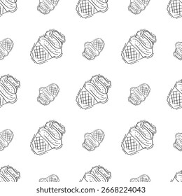 Patrón de alimentos. Comida rápida Patrón sin fisuras. Doodle Patrón sin fisuras de alimentos y bebidas