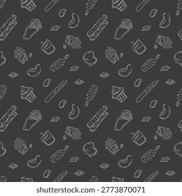 food pattern. fast food seamless pattern. doodle food and beverage seamless pattern. food background