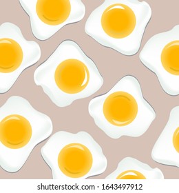 Food pattern with fried egg of various shapes. Vector ornament for scrapbooking, textile and wrapping