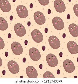 food pattern funny happy cute beans coffee cartoon vector illustration