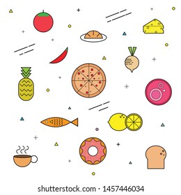 Food Pattern in Geometrical Shapes, for Restaurant or Cafe Backdrop