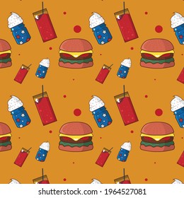 Food Pattern (Hamburger, Drinks, and Milkshake)