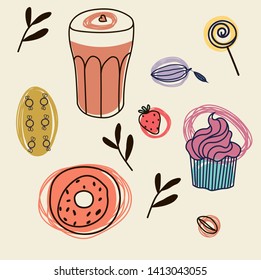 Food pattern hand drawn illustration isolated on background