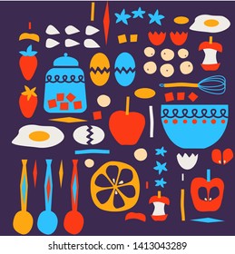 Food pattern hand drawn illustration isolated on background