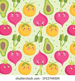 food pattern happy cartoon funny orange beet nature vector illustration