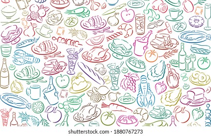 Food pattern illustration vector background