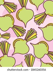 food pattern layout fresh vegetables onion vector illustration