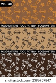 Food pattern, milk shake, burger, and fries, pattern or background for images