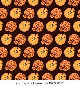 Food Pattern With Pizza. Pepperoni And 4 cheese. Background For Decoration. Vector Flat Illustration