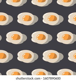 Food pattern. Repeated fried egg. Cartoon image. Editable modular vector.