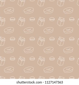 Food Pattern Seamless Background, Donuts, Desserts And Cakes