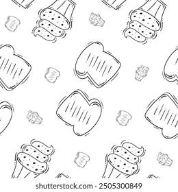 food pattern, seamless pattern of food and beverage in hand drawn style pattern background
