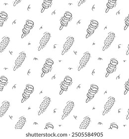food pattern, seamless pattern of food and beverage in hand drawn style pattern background