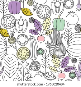 Diseño sin fisuras del patrón alimentario. Serie textil y de papel de decoración