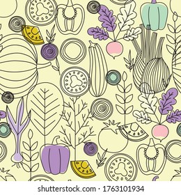 Food pattern seamless design. Decoration textile and paper series