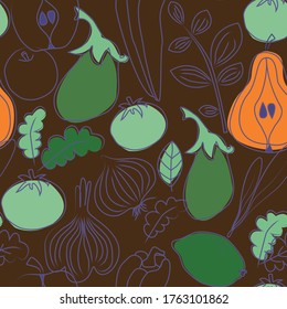 Lebensmittelmuster nahtlos handgezeichnet Design. Küchen- und Hausdekorationsserie.