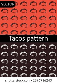 Food pattern, template with tacos, fast foods, for design backgrounds
