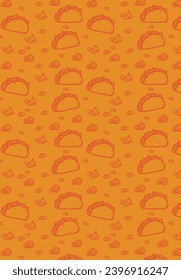 Food pattern, template with tacos, fast foods, for design backgrounds