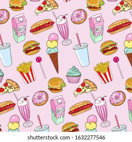 Food pattern - vector illustration