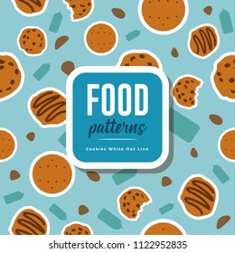 Food Patterns : Cookies White Outline 