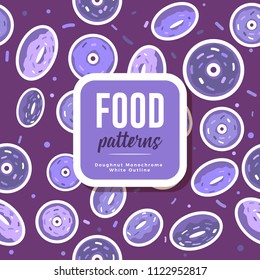 Food Patterns : Doughnut White Outline Monochrome