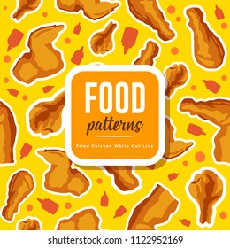 Food Patterns : Fried Chicken White Outline 