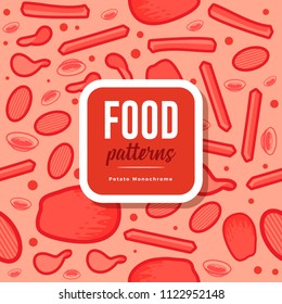 Food Patterns : Fried Potato Color Outline Monochrome