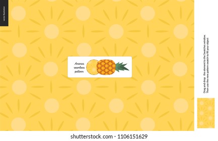 Food patterns - fruit, pineapple texture - a seamless pattern of pineapple yellow pulp on the yellow orange background, ananas