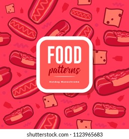 Food Patterns : Hotdog Color Outline Monochrome