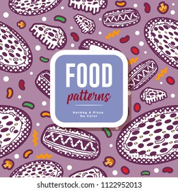 Food Patterns : Hotdog & Pizza No Color
