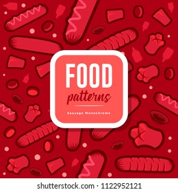 Food Patterns : Sausage Color Outline Monochrome